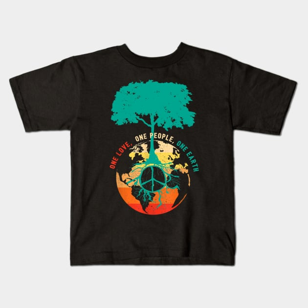 one love one people one earth Kids T-Shirt by sevalyilmazardal